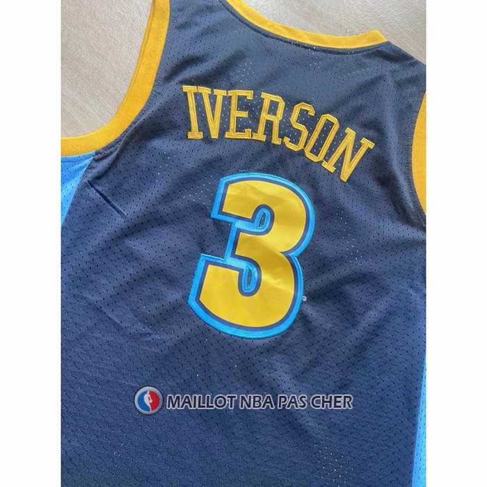 Maillot Denver Nuggets Allen Iverson NO 3 Mitchell & Ness 2006-07 Bleu2